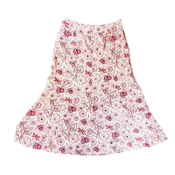 Christopher & Banks Dresses & Skirts - Christopher & Banks Y2K Pink Floral Linen Blend A-Line Midi Skirt‎ Size 10